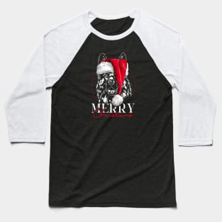 Santa German Shepherd Merry Christmas dog gift present Baseball T-Shirt